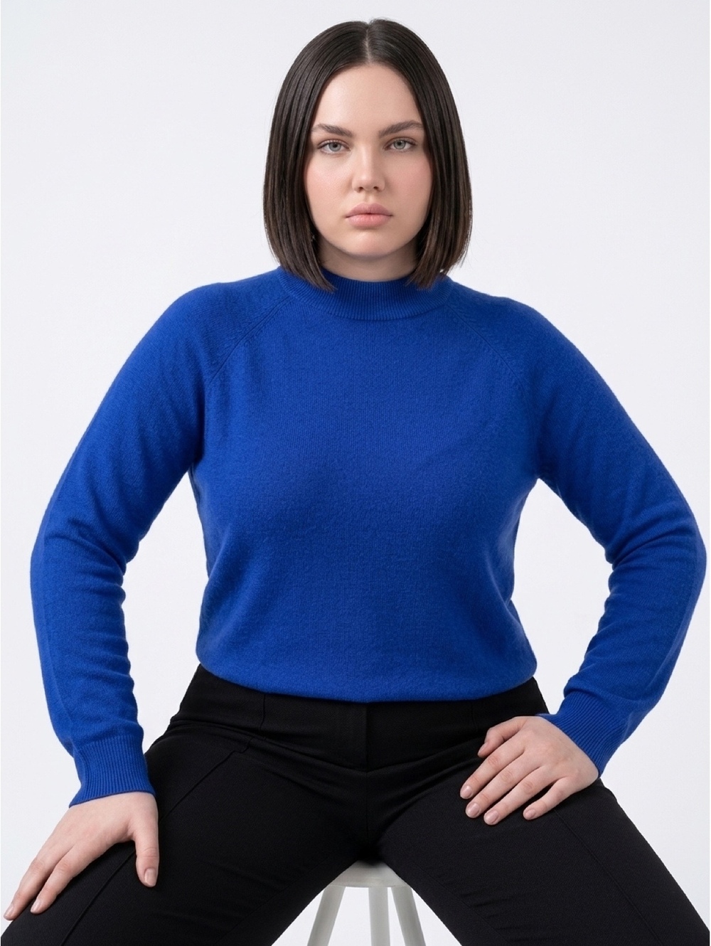 NWT Karen Scott blue mock neck sweater Size L